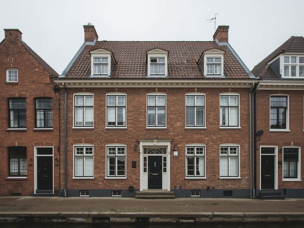 historisch pand aan de haven in Hoorn met witte kunststof kozijnen aan de voorgevel
