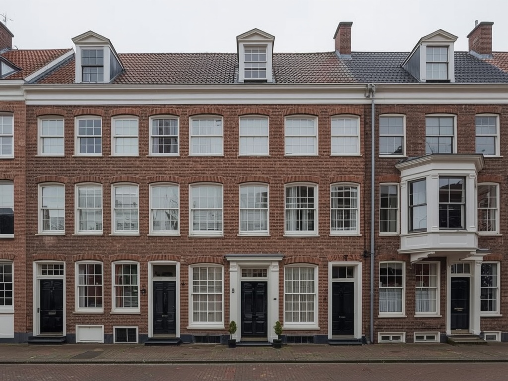 historisch pand in Enkhuizen aan het water met witte kunststof kozijnen in de voorgevel