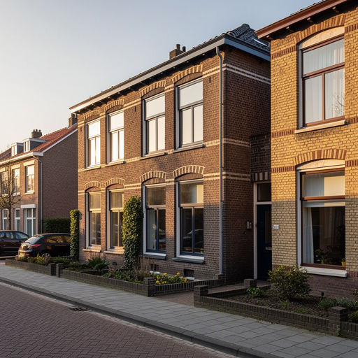jaren-30-woning in Hoorn met antraciet grijze kunststof kozijnen en bruine bakstenen gevel