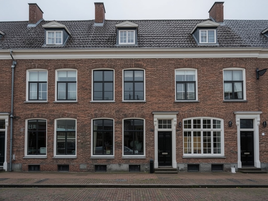 historisch pand aan de haven in Hoorn met witte kunststof kozijnen aan de voorgevel