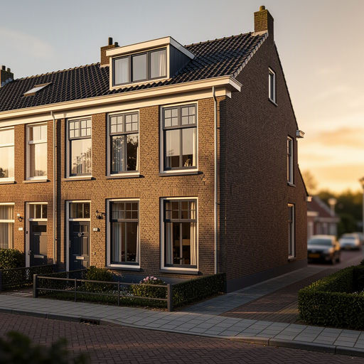 jaren-30-woning in Hoorn met antraciet grijze kunststof kozijnen en bruine bakstenen gevel