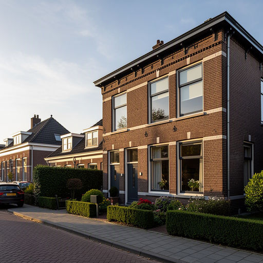 karakteristieke jaren-30-woning in Venhuizen met antraciet grijze kunststof kozijnen en bruinrode bakstenen voorgevel