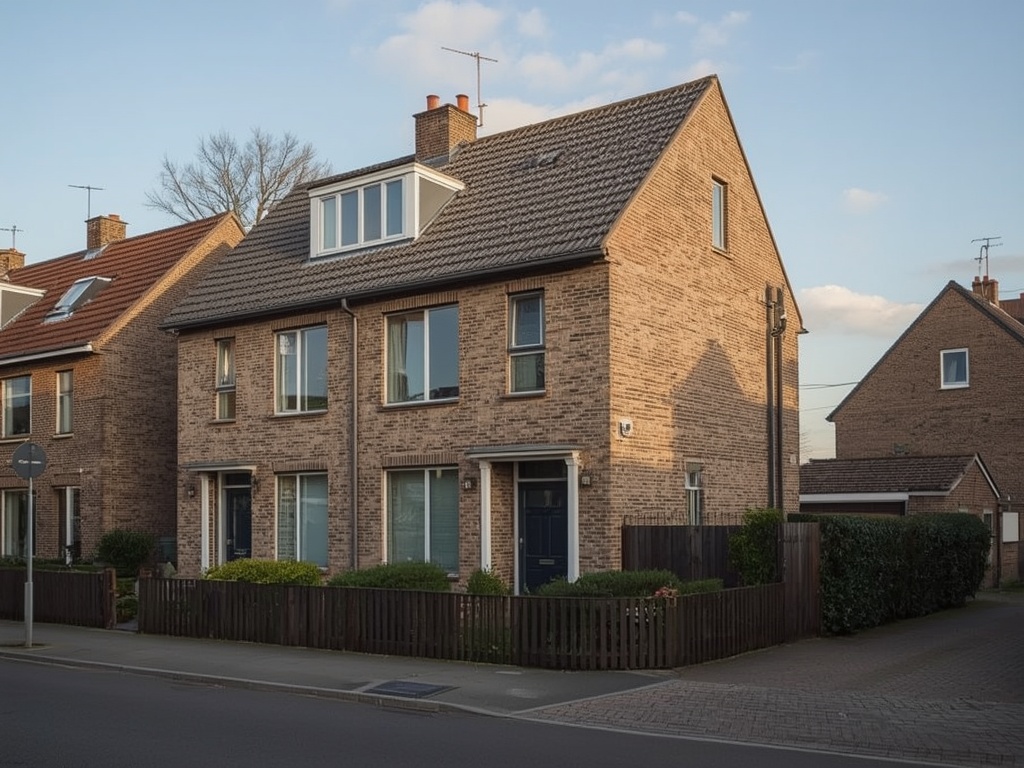jaren-30-woning in Hoorn met antraciet grijze kunststof kozijnen en bruine bakstenen gevel