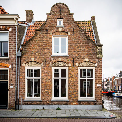 historisch havenpand in Venhuizen met een voorgevel voorzien van strakke witte kunststof kozijnen