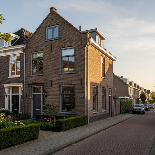 jaren-30-woning in Wijdenes met antraciet grijze kunststof kozijnen en bruine bakstenen gevel