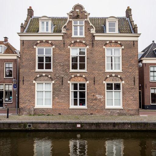 historisch pand aan het Markermeer in Wijdenes met witte kunststof kozijnen aan de voorgevel